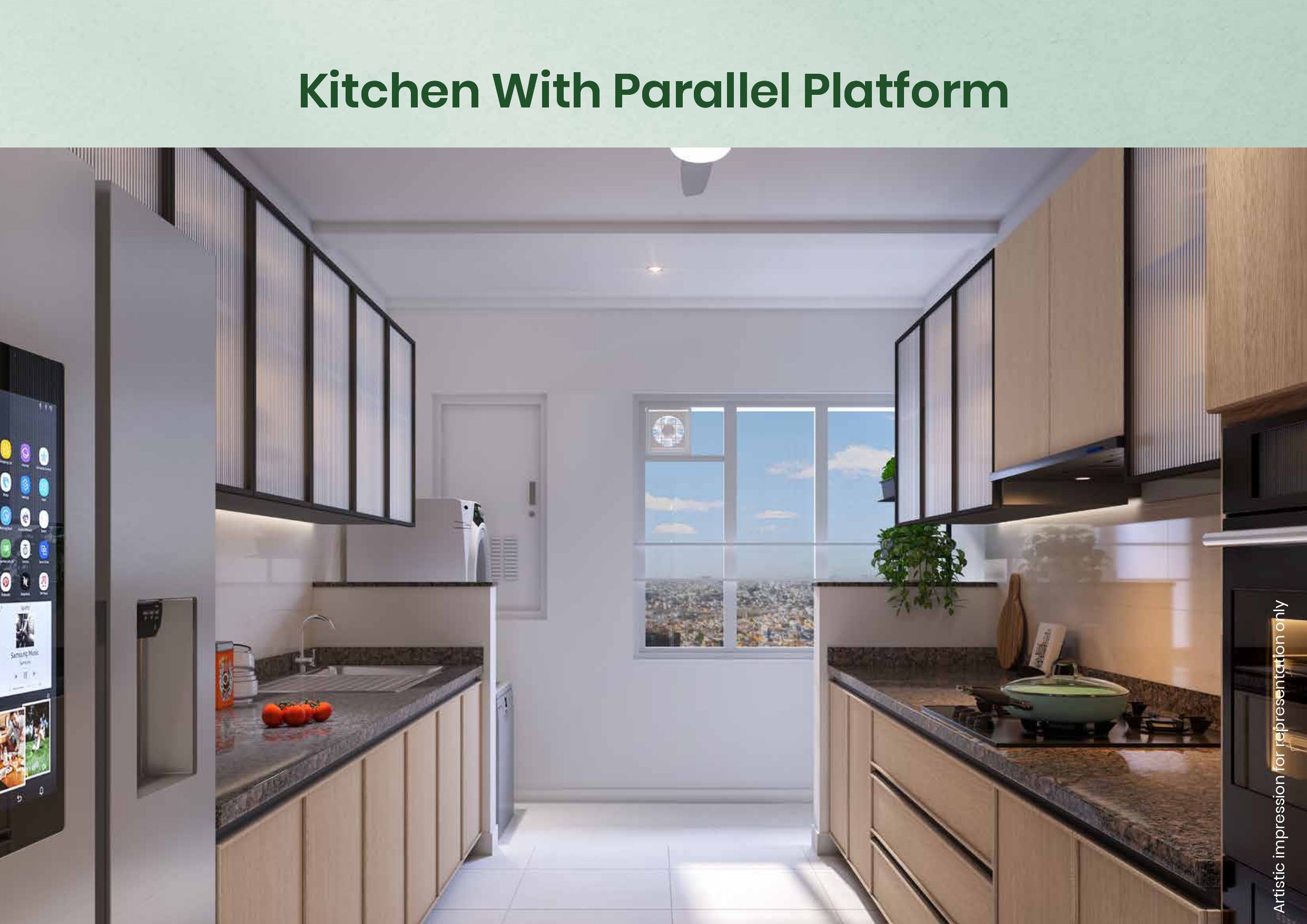 Featured Image of Mahindra IvyLush Kitchen With Parrell Platform