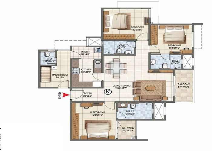 Mahindra Centralis, Pune 1 BHK Floor Plan